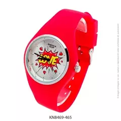 Reloj knock out malla de caucho de Dama KN8469 grande Rojo love