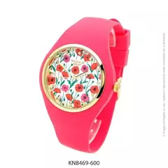 Reloj knock out malla de caucho de Dama KN8469 grande Rojo floreado