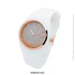 Reloj knock out malla de caucho de Dama KN8469 grande blanco glitter rose degrade