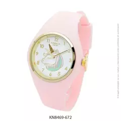 Reloj knock out malla de caucho de Dama KN8469 grande Rosa con unicornio