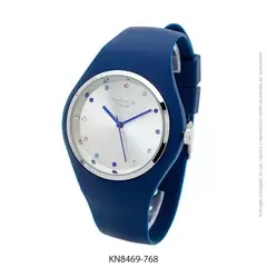 Reloj knock out malla de caucho de Dama KN8469 grande azul con brillitos