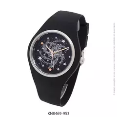 Reloj knock out malla de caucho de Dama KN8469 grande negro via lactea