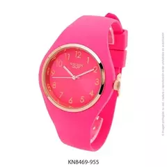 Reloj knock out malla de caucho de Dama KN8469 grande fucsia con números