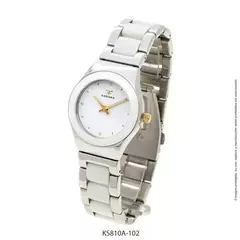 Reloj Kosiuko Dama de Acero Plateado KS810A detalles Dorado