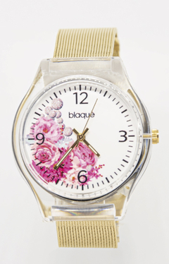 Reloj Blaquè BQ193DF Malla Tejida Dorado Cuadrante Flores - comprar online