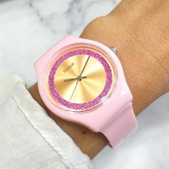 Reloj Blaquè BQ194R Malla Plàstica Rosa Cuadrante con Glitter