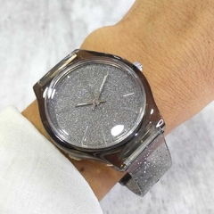 Reloj Blaquè BQ196N Malla Plàstica Transparente Glitter Gris Cuadrante Glitter