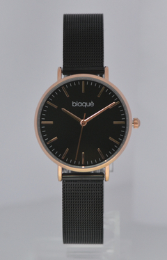 Reloj Blaquè BQ204ND Malla Tejida Metal Negro Borde Rose