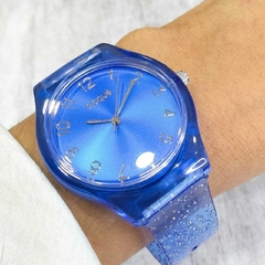 Reloj Blaquè BQ195A Malla Plàstica Azul con Glitter para dama