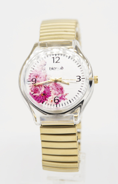 Reloj Blaquè BQ192DF Malla Elastizada Dorado Cuadrante con Flores