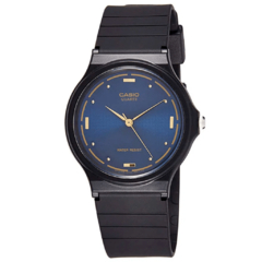 Reloj Casio MQ76-2A malla de caucho negro fondo azul Unisex WR en internet