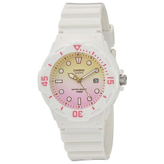 Reloj Casio CA-031 LRW-200H-4E2VCR sumergible con calendario para dama blanco - JOYAS Y RELOJES BRAINE MAYORISTA