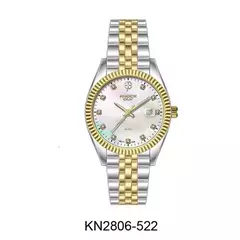 Reloj Knock Out KN2806-522 malla de metal plateado y dorado para mujer con calendario