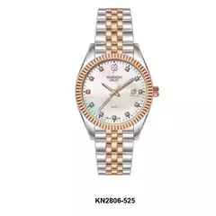 Reloj Knock Out KN2806-525 malla de metal plateado con rose para mujer con calendario