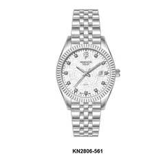 Reloj Knock Out KN2806-561 malla de metal plateado para mujer con calendario