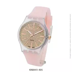 Reloj Knock Out KN8441-1 405 malla de caucho rosa con glitter para dama 40mm