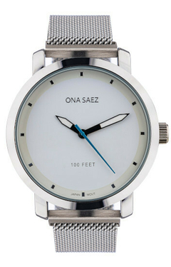 Reloj Ona Saez Polonia plateado malla tejida para Hombre