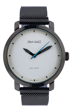 Reloj Ona Saez Polonia Negro y Blanco malla tejida para Hombre