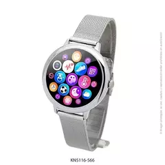 Reloj Smartwatch Knock Out KN5116 malla de metal tejido plateado para dama