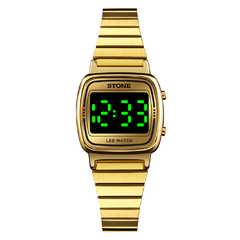 Reloj Stone ST1109DN digital malla de metal dorado visor LED