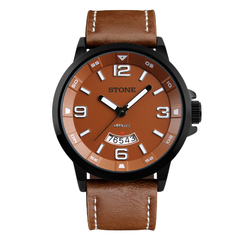 Reloj Stone ST1161M Malla De Cuero marron Para Hombre con calendario