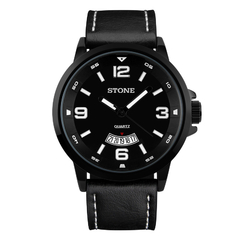 Reloj Stone ST1161N Malla De Cuero negro Para Hombre con calendario