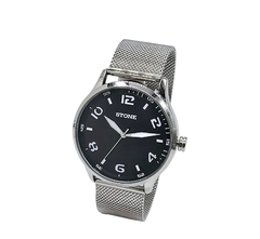 RELOJ STONE ST1166PN PARA CABALLERO MALLA DE METAL TEJIDO PLATEADO