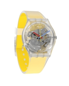 Reloj Swatch GE291 Monthly Drops Clearly Yellow Striped para mujer malla de silicona - JOYAS Y RELOJES BRAINE MAYORISTA