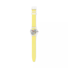 Reloj Swatch GE291 Monthly Drops Clearly Yellow Striped para mujer malla de silicona - tienda online