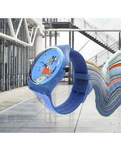 Reloj Swatch SUOZ342 Blue Sky, By Vassily Kandinsky X Centre Pompidou para dama malla de silicona - tienda online