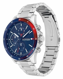 Reloj Tommy Hilfiger Bank 1791718 Multifunción Para caballero malla de acero plateado - JOYAS Y RELOJES BRAINE MAYORISTA