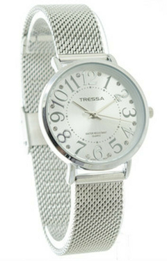 Reloj Tressa Agos-M-02 Plateado malla de metal tejido para dama