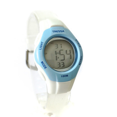 Reloj Tressa Breeze-01 Digital blanco y celeste Sumergible para dama