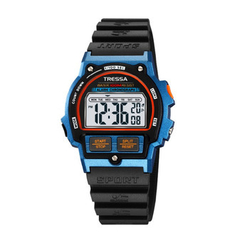 Reloj Tressa Buggy-01 Digital negro y celeste Sumergible para hombre