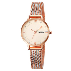 Reloj Tressa Cata-01 malla tejida rose para dama