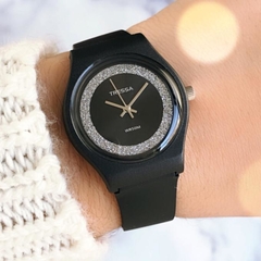 Reloj Tressa Funny Negro Cuadrante Con Glitter Para Dama - comprar online