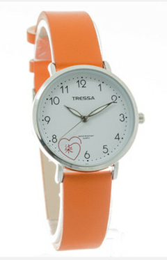 Reloj Tressa Hanna-09 TR-240 Malla De Silicona Naranja Para Dama