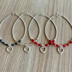 Pulsera Plata 925 con cristal y dije corazòn