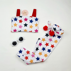 conjunto infantil top calça estrelas colorido suplex