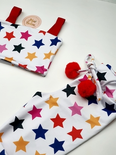 conjunto infantil top calça estrelas colorido suplex