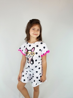 vestido infantil poa cachorro neon pom pom paete aplique bolinhas