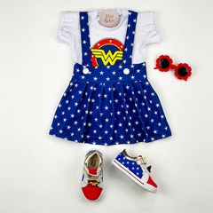 Conjunto vestido infantil mulher maravilha