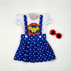 Conjunto vestido infantil mulher maravilha