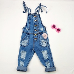 macacão infantil jeans macaquito jardineira longo