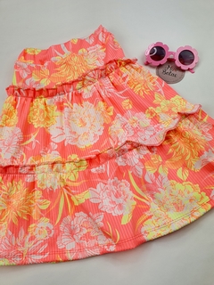 saia infantil neon rodada amarelo rosa laranja