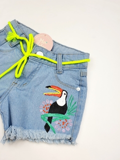 short infantil jeans feminino confortável tucano elástico