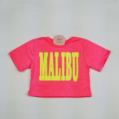 blusa infantil cropped feminino confortável neon rosa maliubu