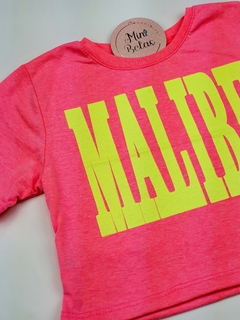 blusa infantil cropped feminino confortável neon rosa maliubu