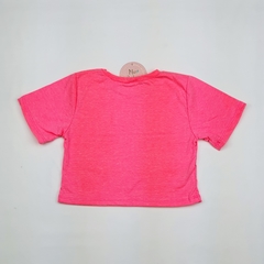 blusa infantil cropped feminino confortável neon rosa maliubu