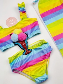 biquini maio infantil sorvete colorido bikini azul amarelo rosa